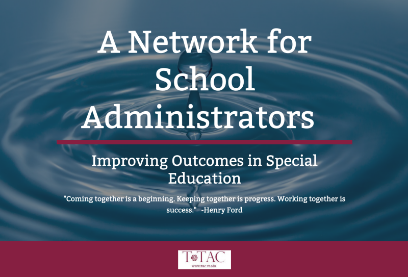School Adminstrator's Network Homepage Image. Title with a water drop splashing into a pool in the background.