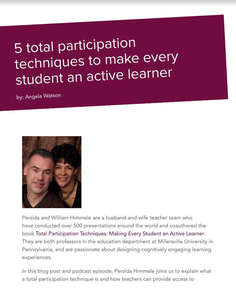 Total Participation Techniques Cover