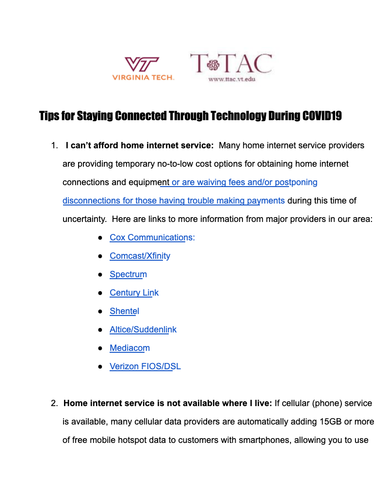 Tips for Staying Connected Through Technology During COVID19 Document Title