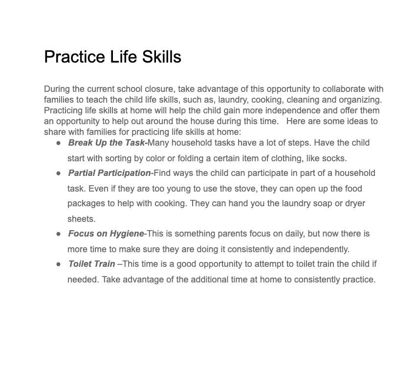 Practice Life Skills Document Cover