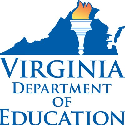 VDOE Logo Silhouette of Virginia with Torch In Front