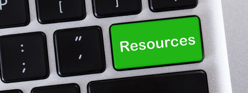 Computer keyboard with green "resource" key