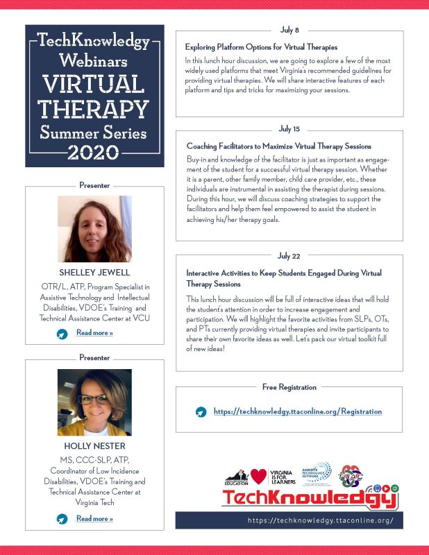 Techknowledgy Virtual Therapy Summer Webinar Series Cover Shot