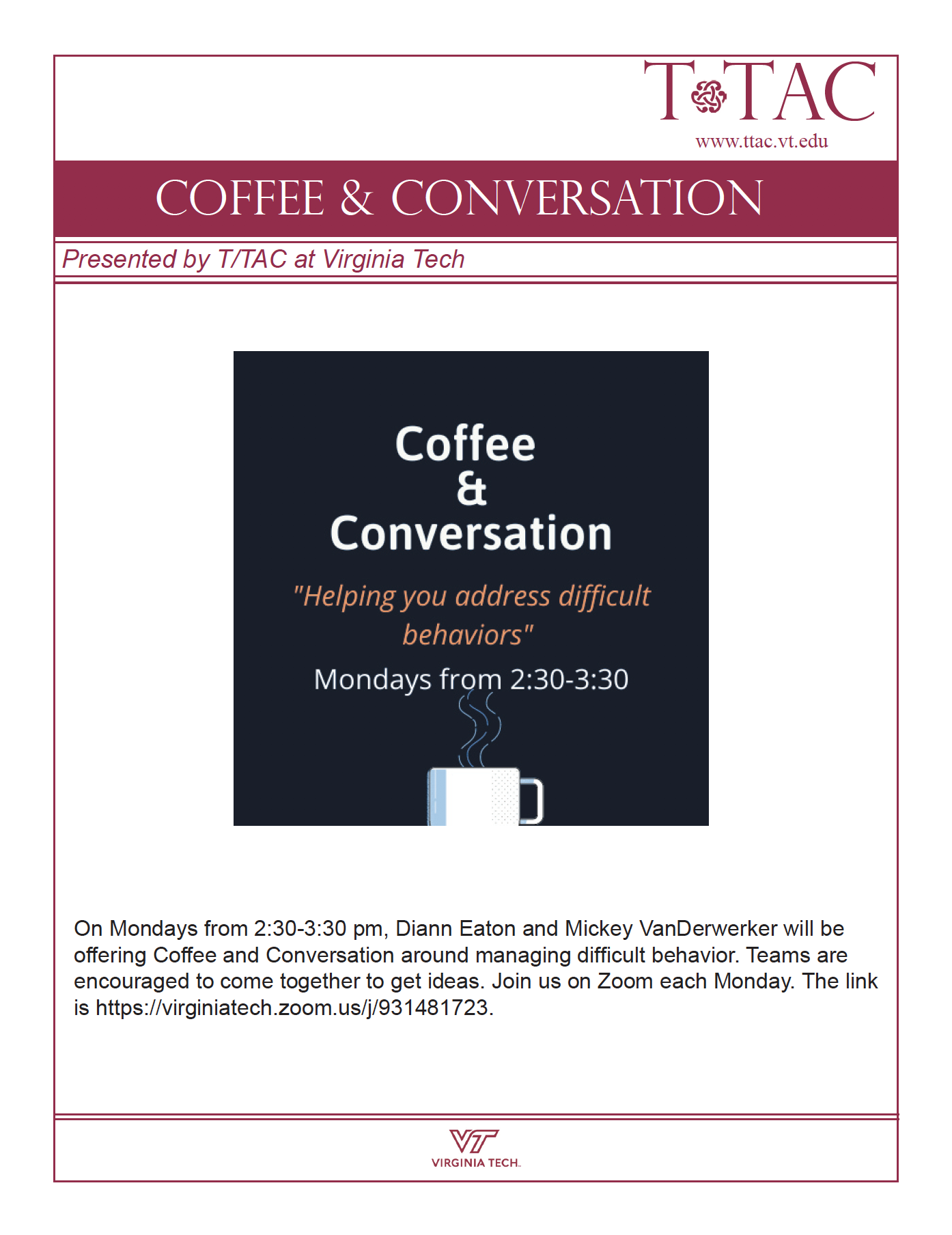Coffee and Conversation Event Flier