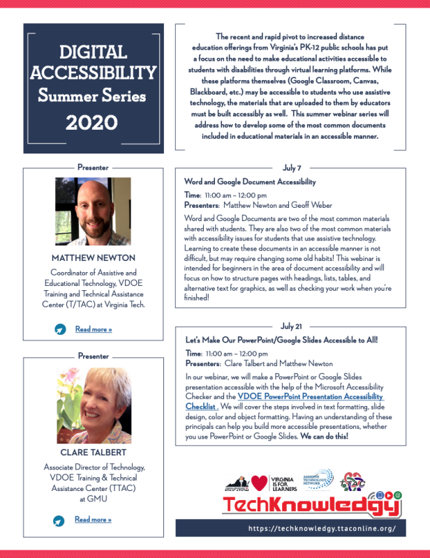 Digital Accessibility Summer Webinar Series Document Cover